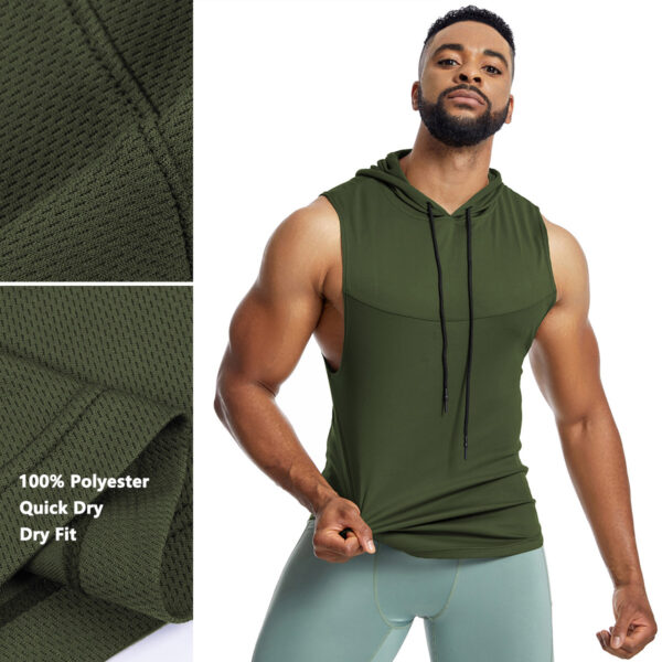 3 Pack Mens Gym Fitness Hooded Tank Top Shirts